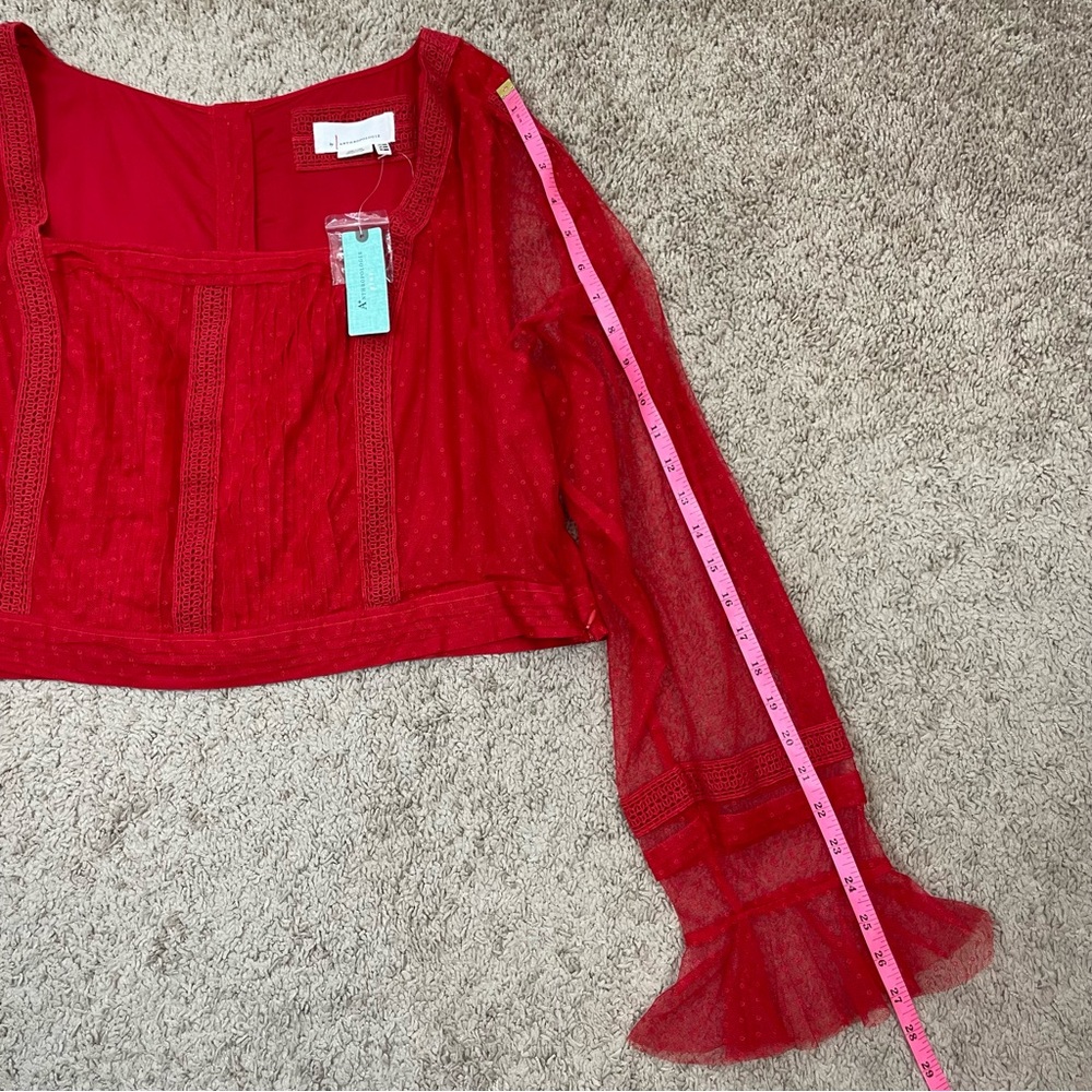 NWT Anthropologie Plus A+nthropologie Dotted Tulle Crop Long Sleeve Top Size 24W - Picture 14 of 16
